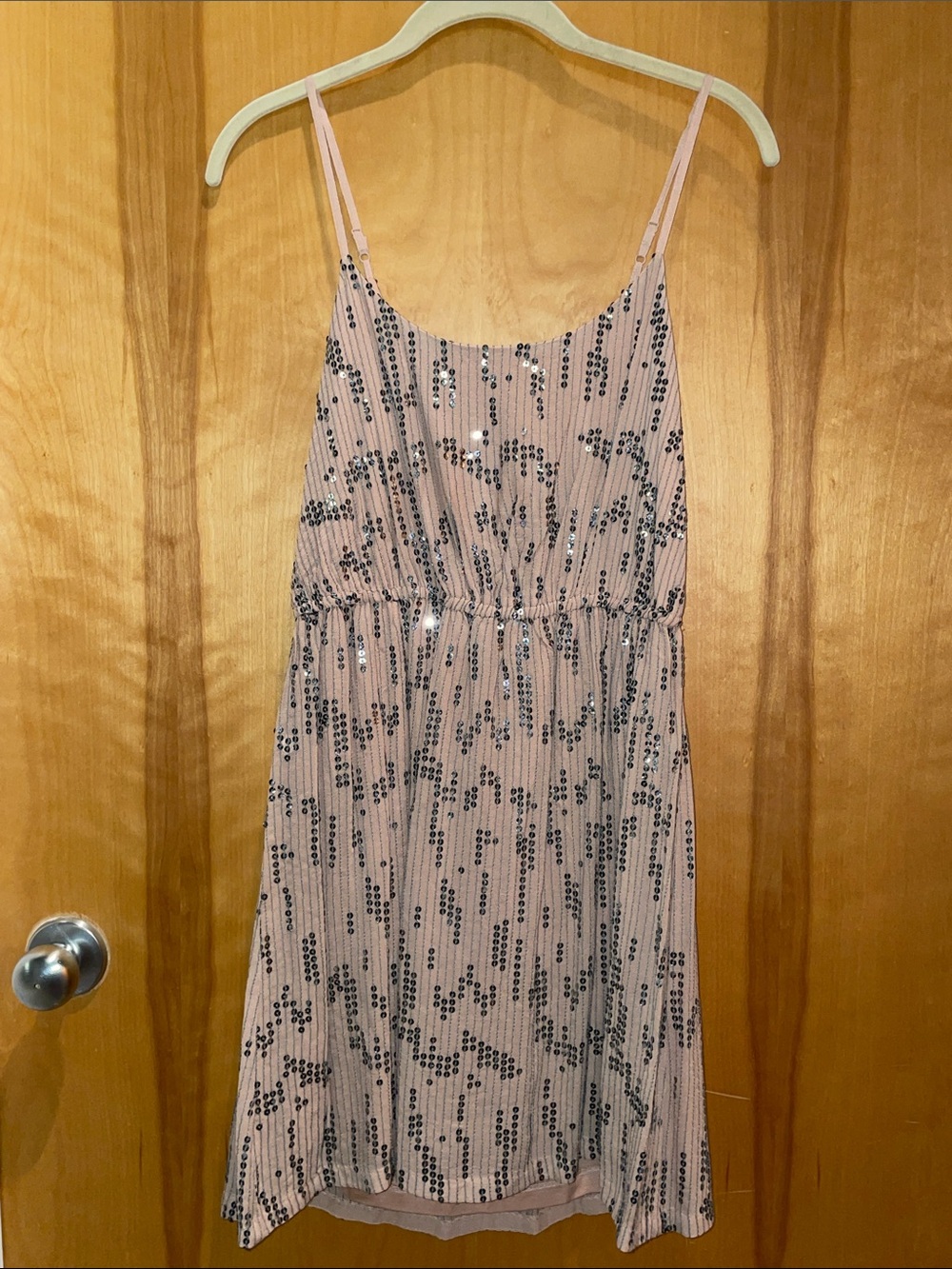 Adorable sliver sequins blush/nude dress.